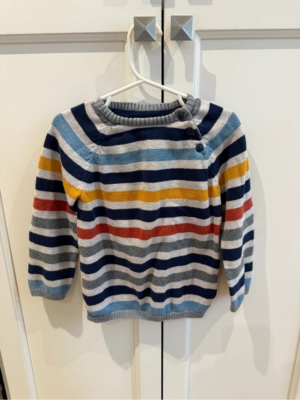 H&M 2-3t Striped Crewneck Sweater with Button Detail - Multi Color